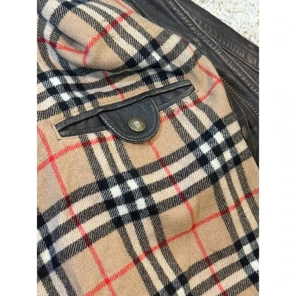 Vtg Burberrys Lamb Nappa Leather Field Jacket EU 56 Removable Nova Check Liner - Picture 11 of 16